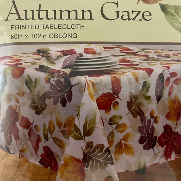 Autumn Gaze Fall Colors Leaves Rectangle/Oblong Fabric Tablecloth (60x102) - Picture 1 of 4
